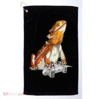 Bearded Dragon Playing Video Games Reptiles lizard Gamers Golf Towel thumb 0