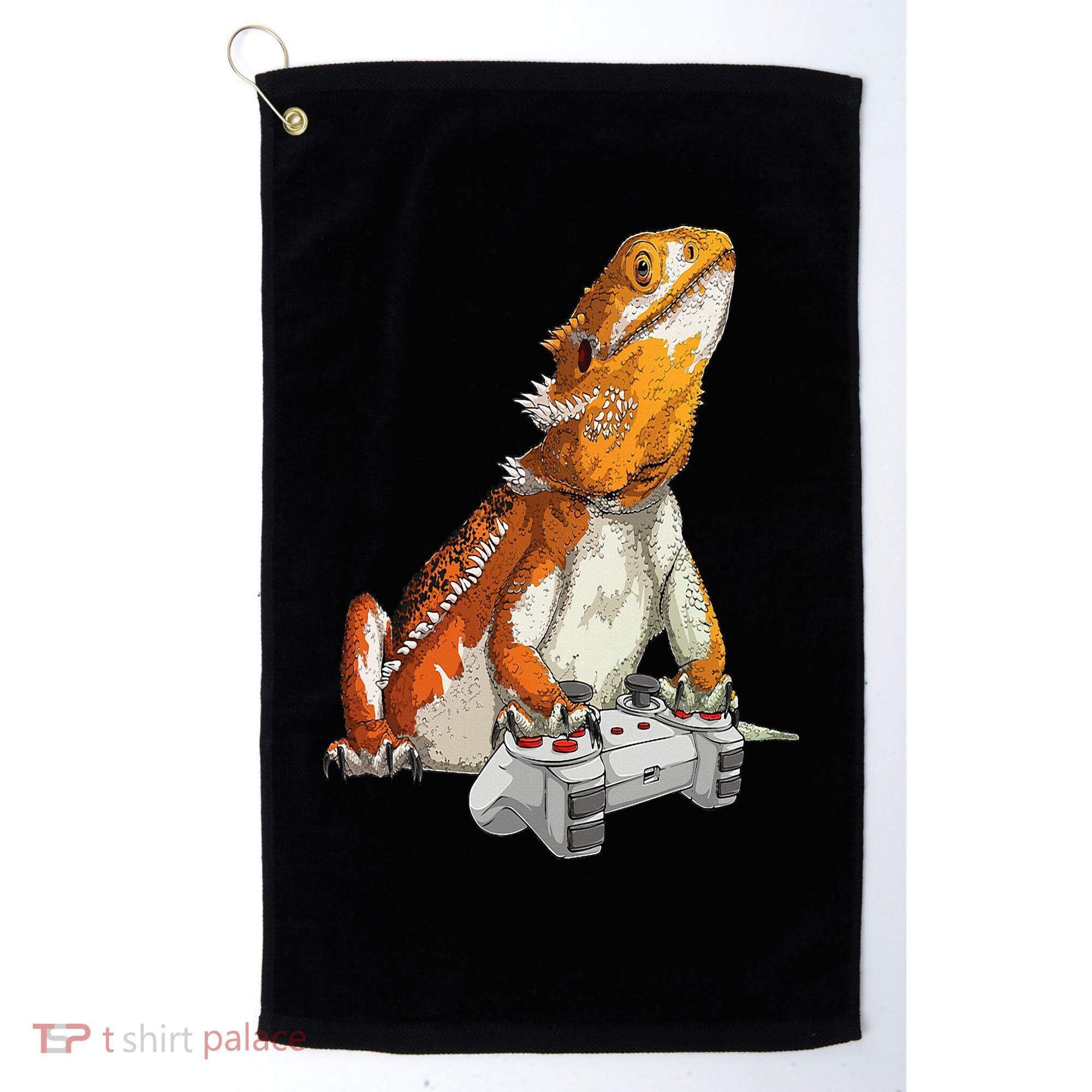 Bearded Dragon Playing Video Games Reptiles lizard Gamers Golf Towel