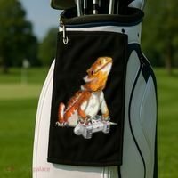 Bearded Dragon Playing Video Games Reptiles lizard Gamers Golf Towel thumb 2