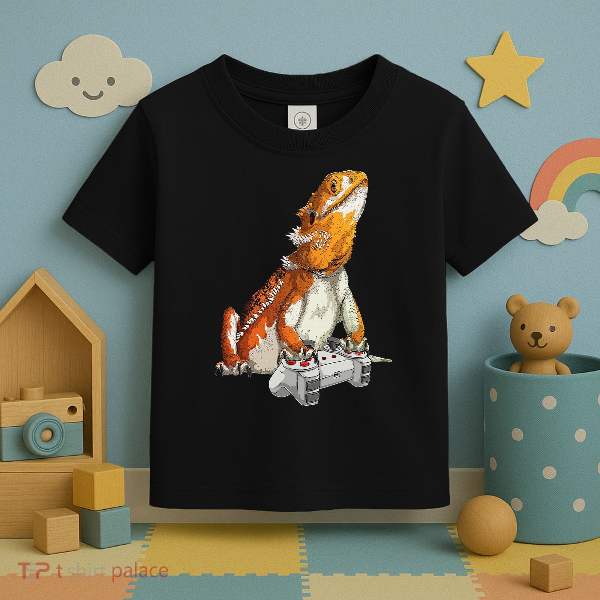 Bearded Dragon Playing Video Games Reptiles lizard Gamers Toddler T-Shirt
