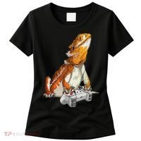 Bearded Dragon Playing Video Games Reptiles lizard Gamers Women's T-Shirt thumb 0