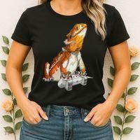 Bearded Dragon Playing Video Games Reptiles lizard Gamers Women's T-Shirt thumb 2