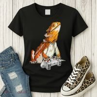 Bearded Dragon Playing Video Games Reptiles lizard Gamers Women's T-Shirt thumb 3