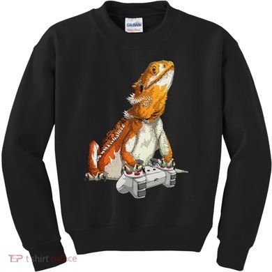 Bearded Dragon Playing Video Games Reptiles lizard Gamers Kids Sweatshirt