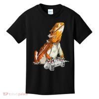 Bearded Dragon Playing Video Games Reptiles lizard Gamers Kids T-Shirt thumb 0