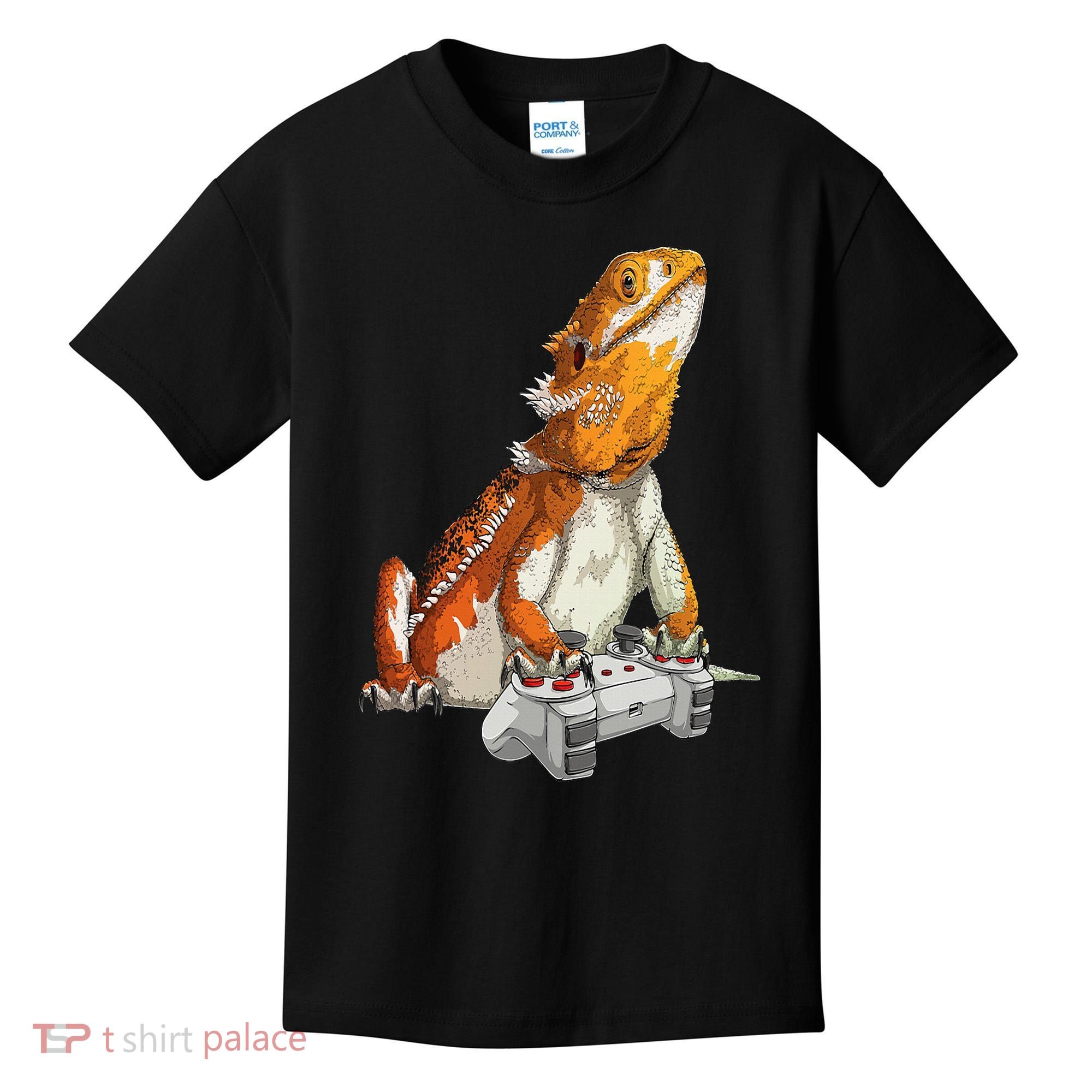 Bearded Dragon Playing Video Games Reptiles lizard Gamers Kids T-Shirt