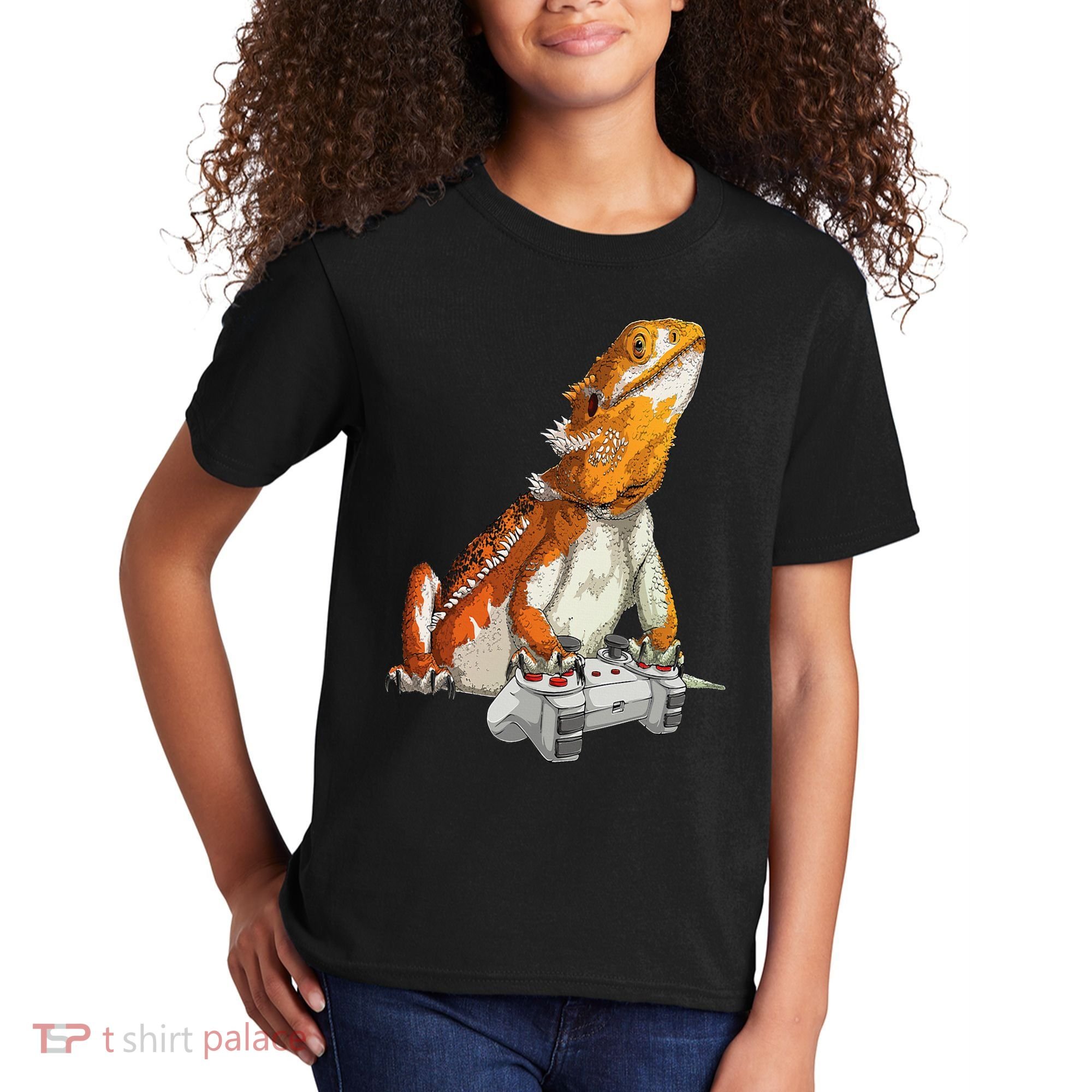 Bearded Dragon Playing Video Games Reptiles lizard Gamers Kids T-Shirt