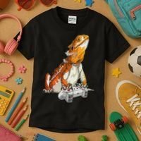 Bearded Dragon Playing Video Games Reptiles lizard Gamers Kids T-Shirt thumb 3