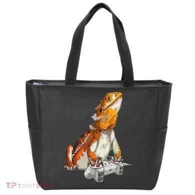 Bearded Dragon Playing Video Games Reptiles lizard Gamers Tote Bag