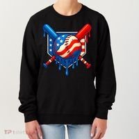 Baseball Drip Patriotic American Flag USA Women's Sweatshirt thumb 0