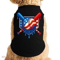 Baseball Drip Patriotic American Flag USA Doggie Tank thumb 0
