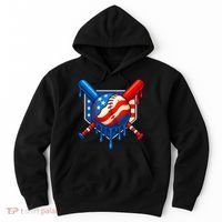 Baseball Drip Patriotic American Flag USA Hoodie thumb 0