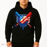 Baseball Drip Patriotic American Flag USA Hoodie thumb 2