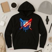 Baseball Drip Patriotic American Flag USA Hoodie thumb 3