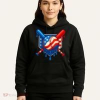 Baseball Drip Patriotic American Flag USA Hoodie thumb 5