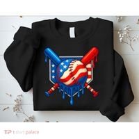 Baseball Drip Patriotic American Flag USA Sweatshirt thumb 2