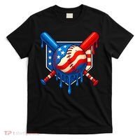 Baseball Drip Patriotic American Flag USA T-Shirt thumb 0