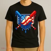 Baseball Drip Patriotic American Flag USA T-Shirt thumb 3