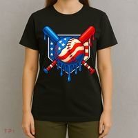Baseball Drip Patriotic American Flag USA T-Shirt thumb 4