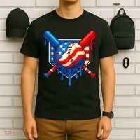 Baseball Drip Patriotic American Flag USA T-Shirt thumb 6