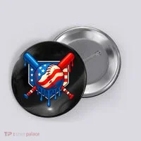 Baseball Drip Patriotic American Flag USA Button thumb 0