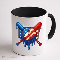 Baseball Drip Patriotic American Flag USA Coffee Mug thumb 1