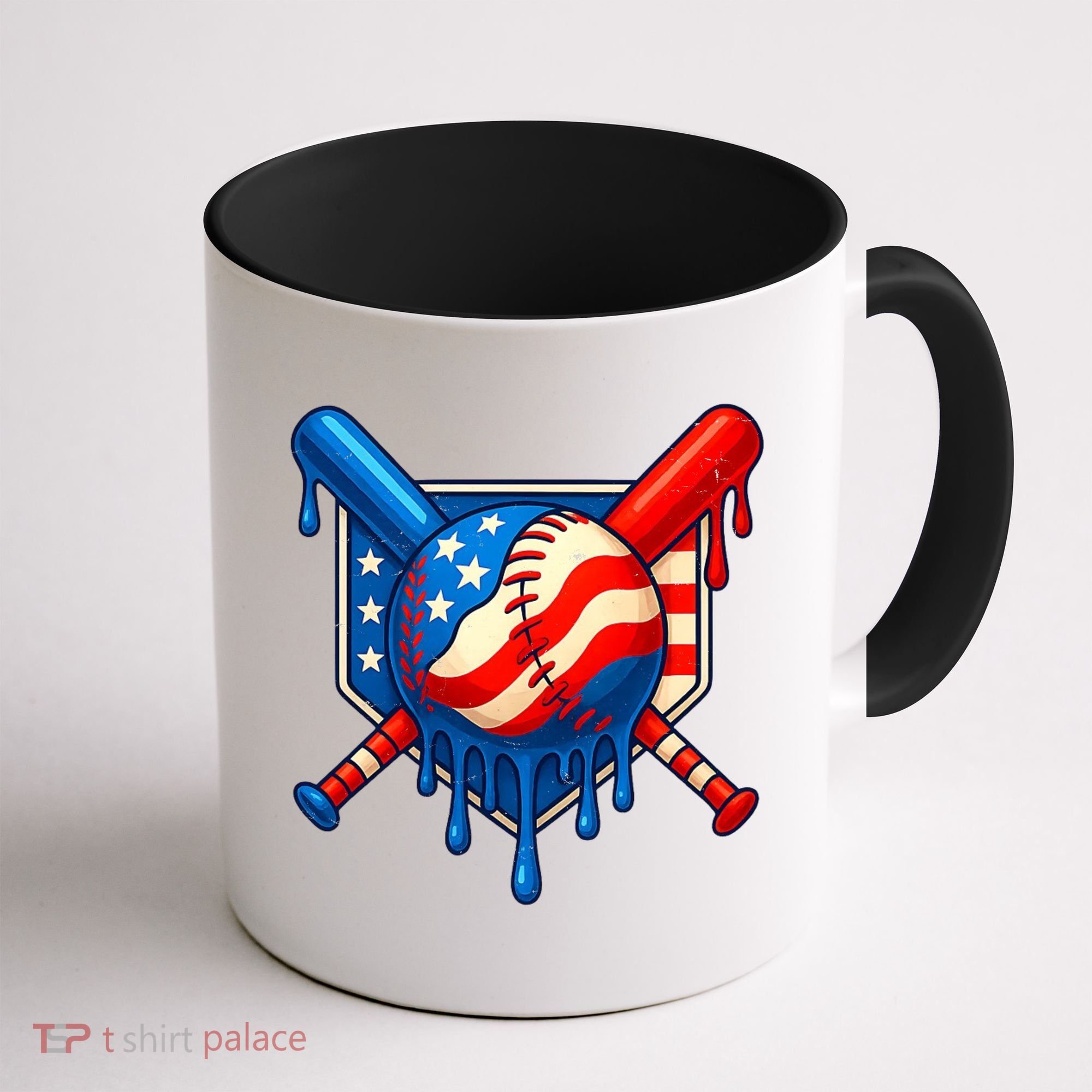 Baseball Drip Patriotic American Flag USA Coffee Mug