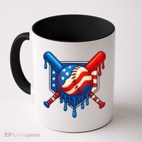 Baseball Drip Patriotic American Flag USA Coffee Mug thumb 0