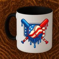 Baseball Drip Patriotic American Flag USA Coffee Mug thumb 2