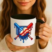 Baseball Drip Patriotic American Flag USA Coffee Mug thumb 3