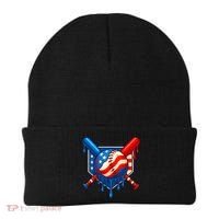 Baseball Drip Patriotic American Flag USA Beanie thumb 0