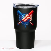 Baseball Drip Patriotic American Flag USA Tumbler thumb 0