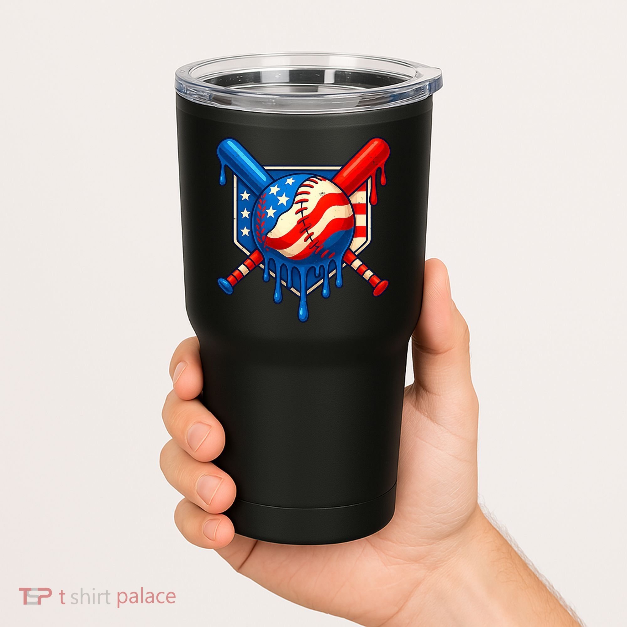 Baseball Drip Patriotic American Flag USA Tumbler
