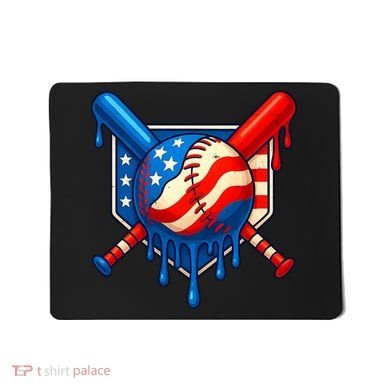 Baseball Drip Patriotic American Flag USA Mousepad