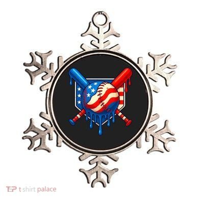Baseball Drip Patriotic American Flag USA Ornament