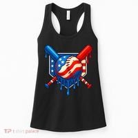 Baseball Drip Patriotic American Flag USA Women's Tank Top thumb 0