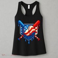 Baseball Drip Patriotic American Flag USA Women's Tank Top thumb 3