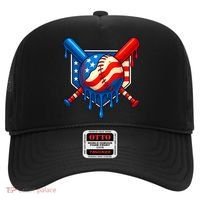 Baseball Drip Patriotic American Flag USA Hat thumb 0