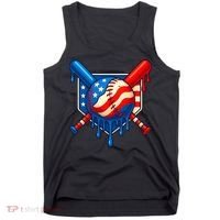 Baseball Drip Patriotic American Flag USA Tank Top thumb 0
