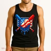 Baseball Drip Patriotic American Flag USA Tank Top thumb 3