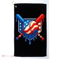 Baseball Drip Patriotic American Flag USA Golf Towel thumb 0