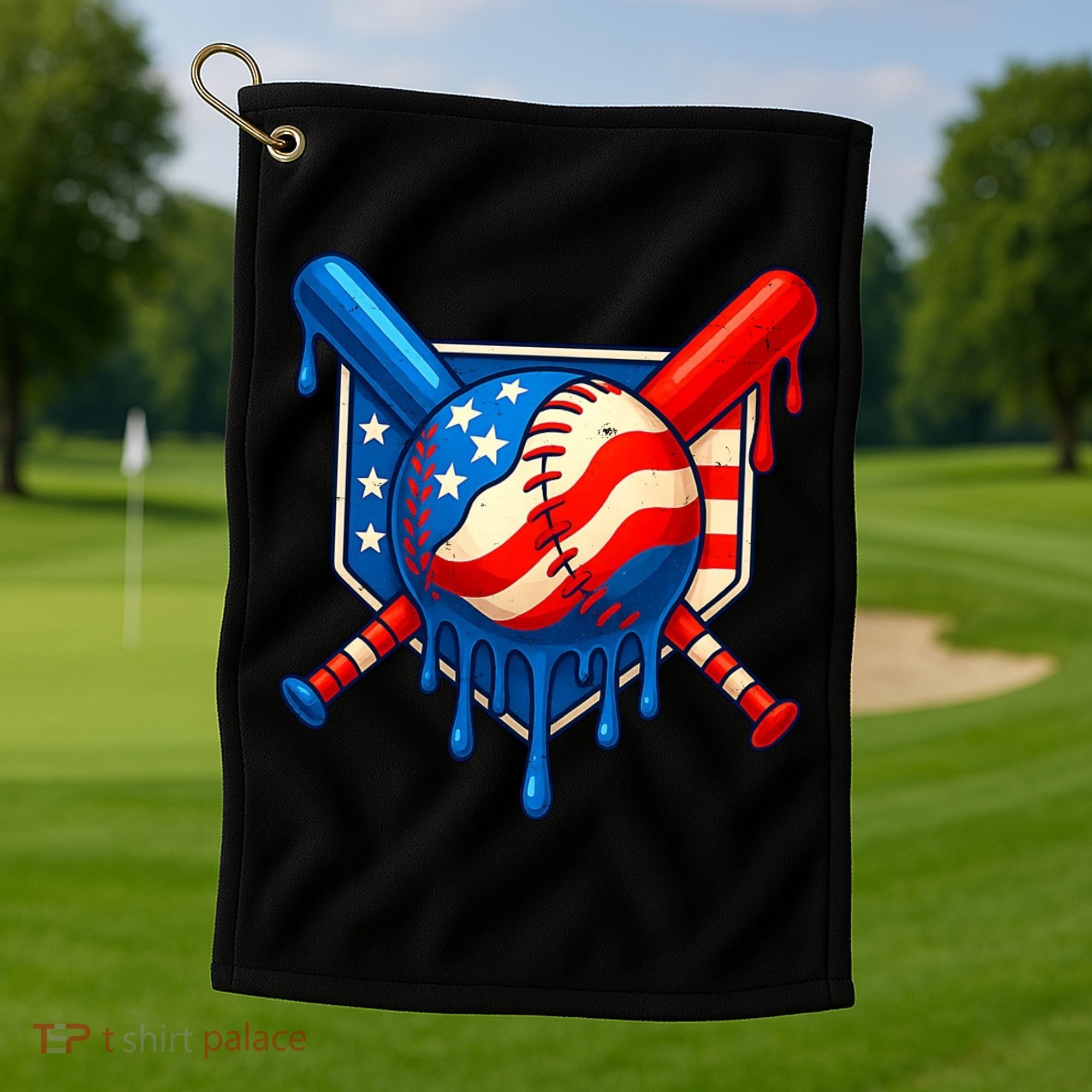 Baseball Drip Patriotic American Flag USA Golf Towel