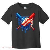 Baseball Drip Patriotic American Flag USA Toddler T-Shirt thumb 0