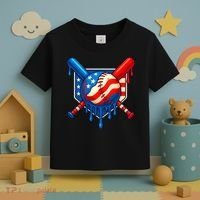 Baseball Drip Patriotic American Flag USA Toddler T-Shirt thumb 3