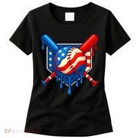 Baseball Drip Patriotic American Flag USA Women's T-Shirt thumb 0
