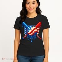 Baseball Drip Patriotic American Flag USA Women's T-Shirt thumb 4
