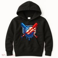 Baseball Drip Patriotic American Flag USA Kids Hoodie thumb 0