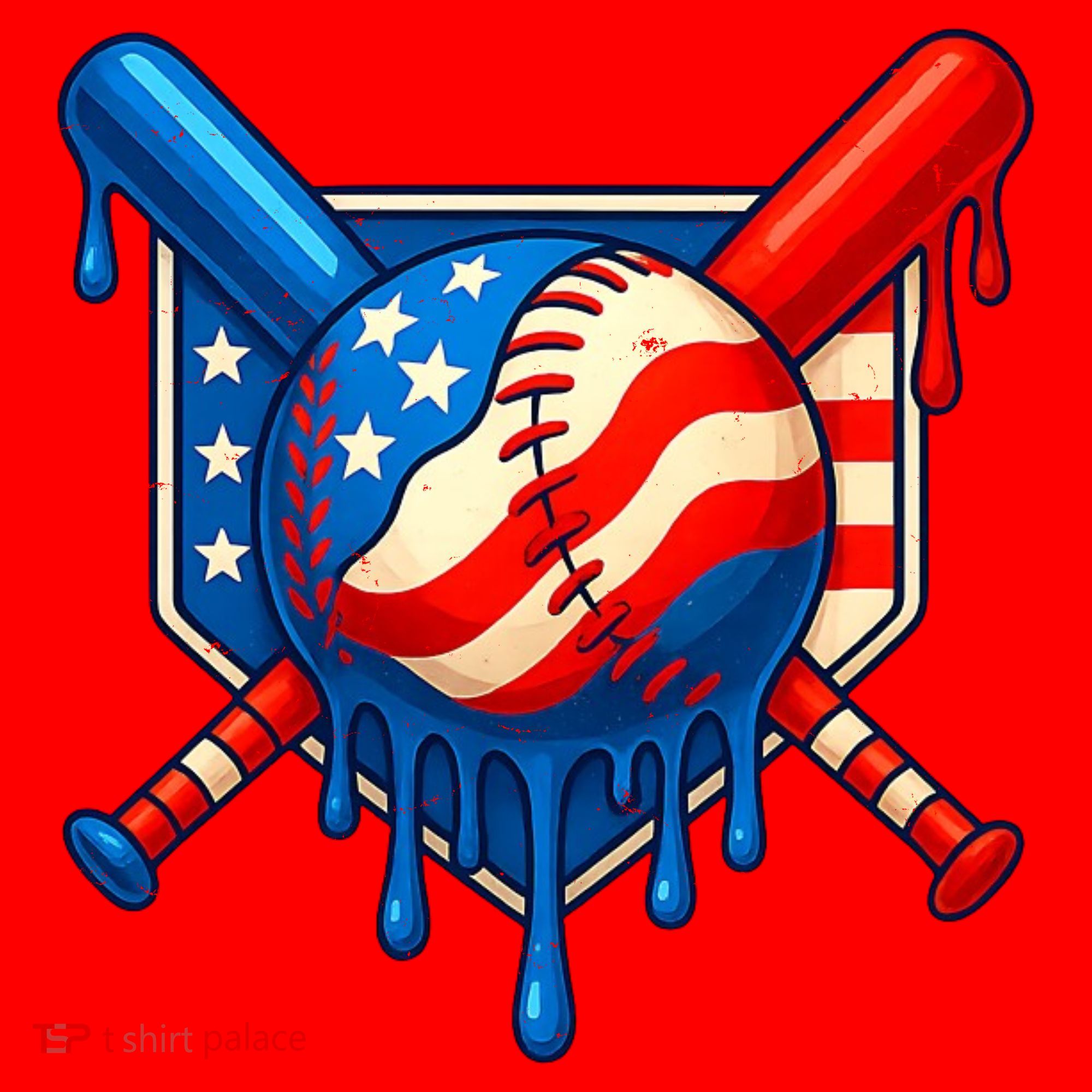 Baseball Drip Patriotic American Flag USA Santa Hat