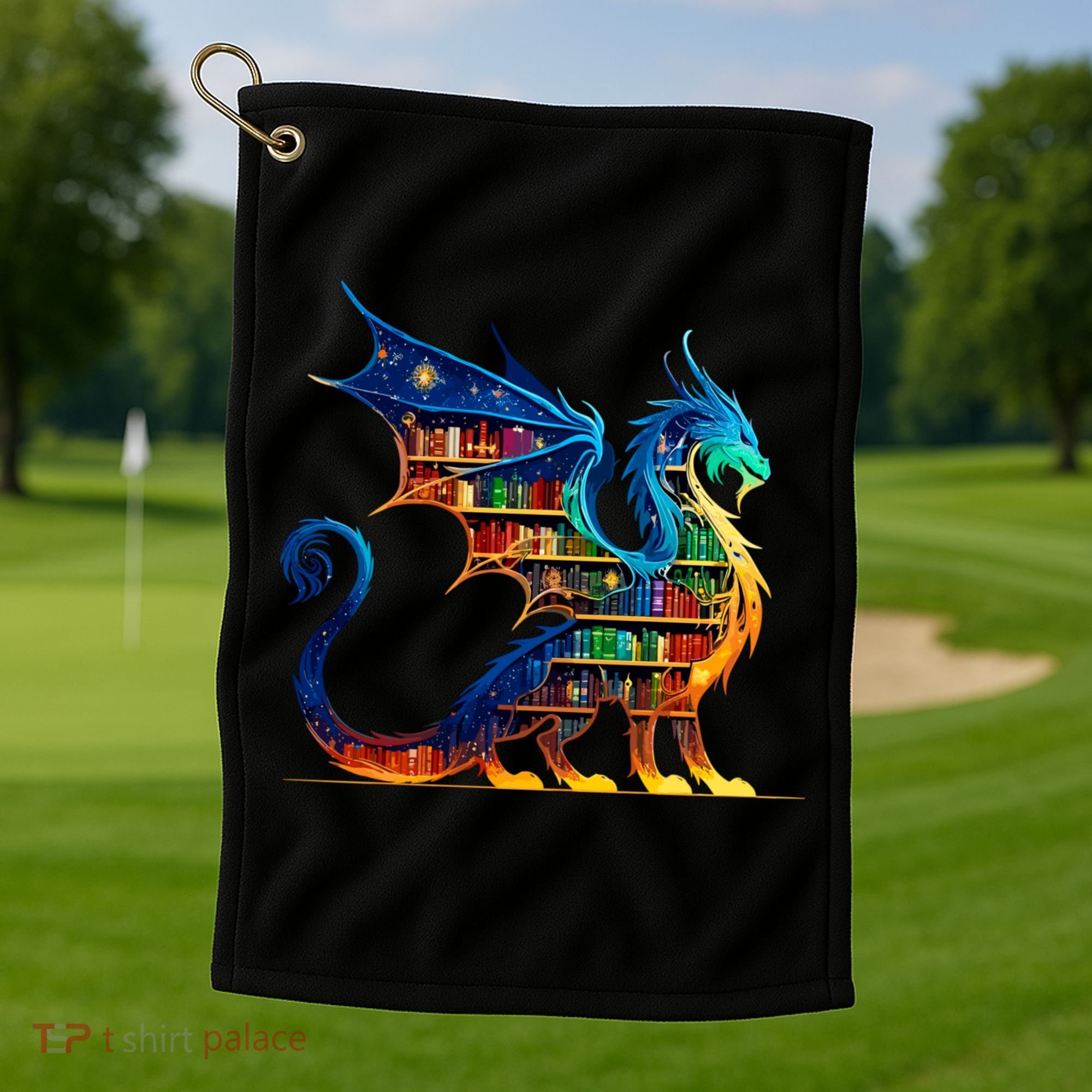 Book Dragon Reading Book Lover Golf Towel