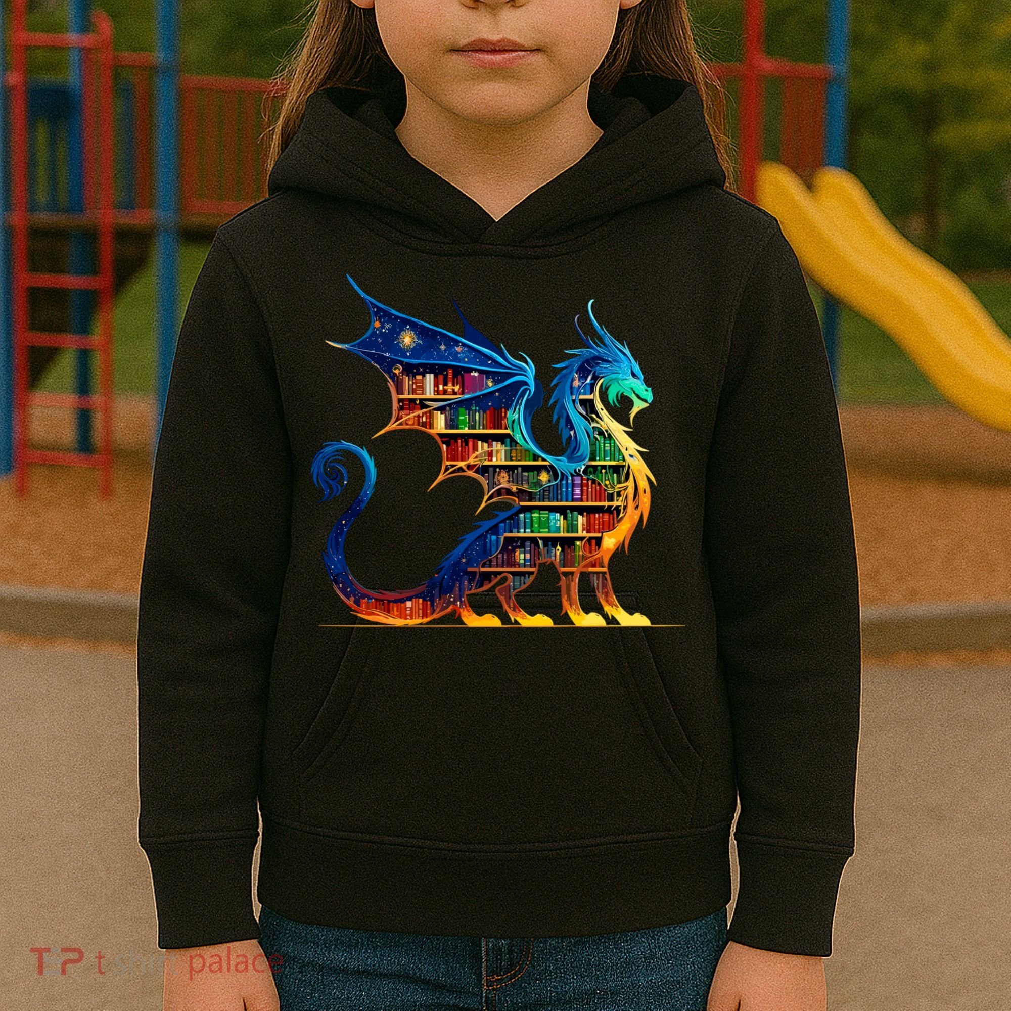 Book Dragon Reading Book Lover Kids Hoodie